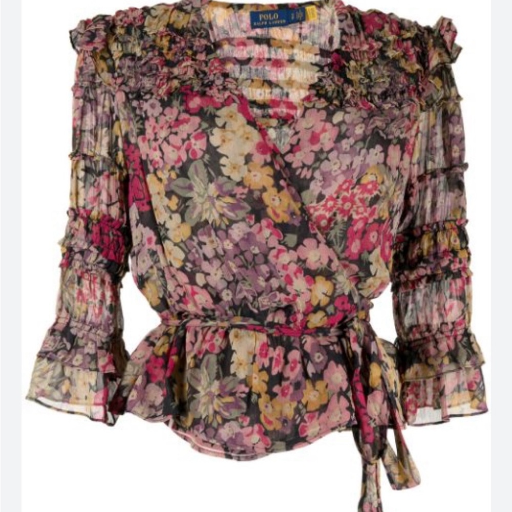 Polo Ralph Lauren floral blouse wrap top  L